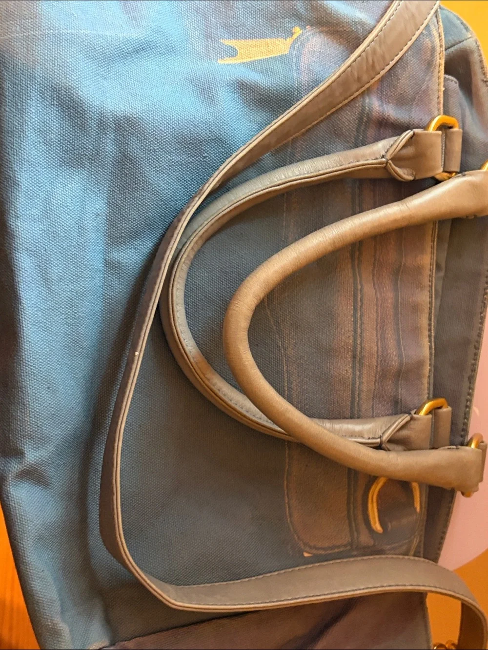 Rebecca Minkoff Blue Canvas Duffel with Gray Leather Trim